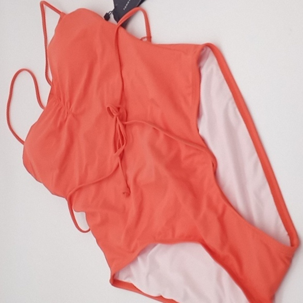 Tommy Hilfiger‎ Crisscross-Back Tie-Belt One-Piece Swimsuit Emberglow Orange 12